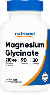 Nutricost Magnesium Glycinate Capsules bottle for gentle daily magnesium support.
