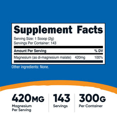 Nutricost Magnesium Malate Powder scoop-dispense showing easy-to-measure serving.