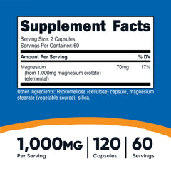 Nutricost magnesium orotate capsules pouring out showing 60 servings