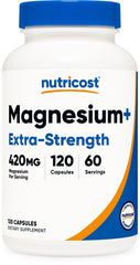Nutricost Magnesium+ Extra Strength bottle front for daily wellness