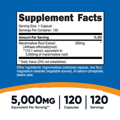 Nutricost Marshmallow Root capsules inside bottle for an easy daily routine.