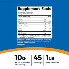 Nutricost MCT Oil Powder scoop for easy daily dosing.