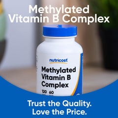 Detail of Nutricost Methylated B Complex label with vitamin list.