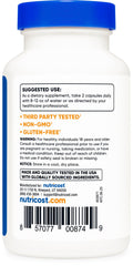 Nutricost Mucuna Pruriens bottle label highlighting GMP and FDA facility.