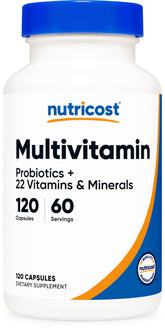 Nutricost Multivitamin with Probiotics bottle view for daily nutrition support.