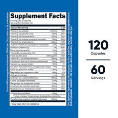 Nutricost Multivitamin capsules closeup highlighting probiotic blend for gut wellness.