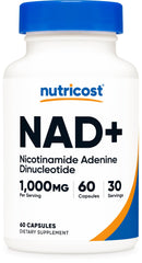 Nutricost NAD+ 1000mg bottle close-up for daily energy routine