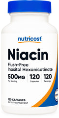 Nutricost Niacin flush-free bottle showcasing capsules for daily use