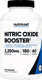 Nutricost Nitric Oxide Booster bottle front view for everyday pre-workout support