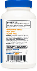 Label detail on Nutricost P5P highlighting non-GMO and gluten-free claims