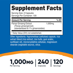 Close-up of Nutricost Panax Ginseng capsules ready for daily use.