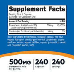 Nutricost Pantothenic Acid capsules closeup, easy-to-swallow form