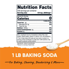Nutricost Pantry Baking Soda powder closeup shows pure sodium bicarbonate for versatile uses