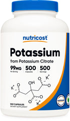 Nutricost Potassium Citrate bottle front for easy daily mineral supplementation.