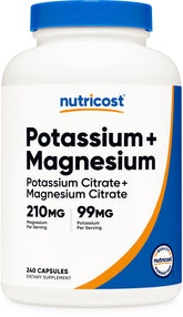 Nutricost Potassium Magnesium Citrates bottle front for daily mineral support.