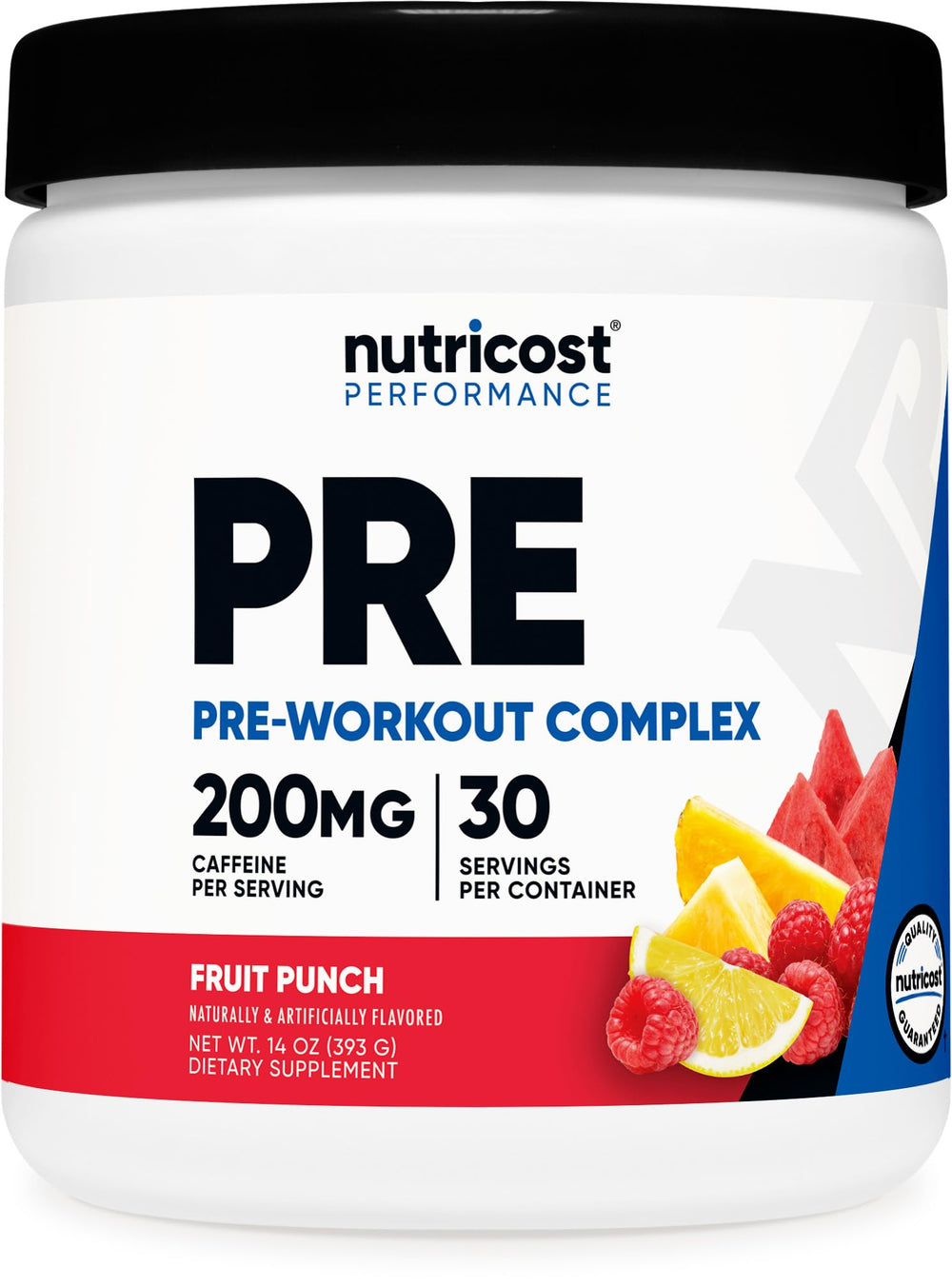 Nutricost Pre-Workout blue raspberry powder for energized workouts and focus