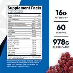 Nutricost Pre-X Extreme grape scoop in bottle for convenient dosing