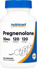Nutricost Pregnenolone 10mg bottle, clear label aiding daily supplement routine