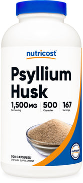 Nutricost Psyllium Husk bottle front view for daily fiber support
