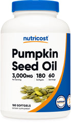 Nutricost Pumpkin Seed Oil bottle pictured for easy daily supplementation.