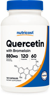 Nutricost Quercetin with Bromelain bottle front, 60 servings, vegetarian and gluten-free.