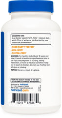 Nutricost L-Glycine capsules shown with third-party lab verification badge.