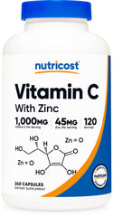 Nutricost Vitamin C with Zinc bottle front view for daily immune support