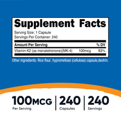 Nutricost Vitamin K2 MK-4 capsules close-up highlighting soft capsules