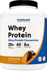 Nutricost Whey Protein Concentrate Chocolate Peanut Butter bottle for creamy shakes.