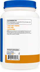 Nutricost whey protein concentrate label shows gluten-free and non-GMO