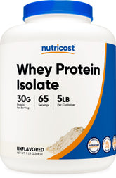 Nutricost Whey Protein Isolate unflavored bottle for convenient high-protein daily shakes