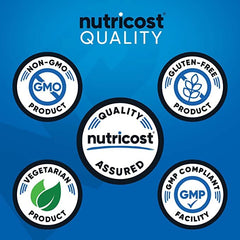 Nutricost Zinc Gluconate bottle front showing gluten-free and non-GMO features.