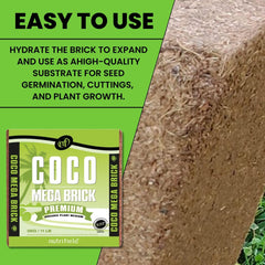 Nutrifield coco coir mega brick prewashed and buffered for stable pH