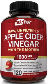 NutriFlair apple cider vinegar bottle pouring for daily wellness ritual