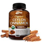 NutriFlair Organic Ceylon Cinnamon bottle with certified organic label.