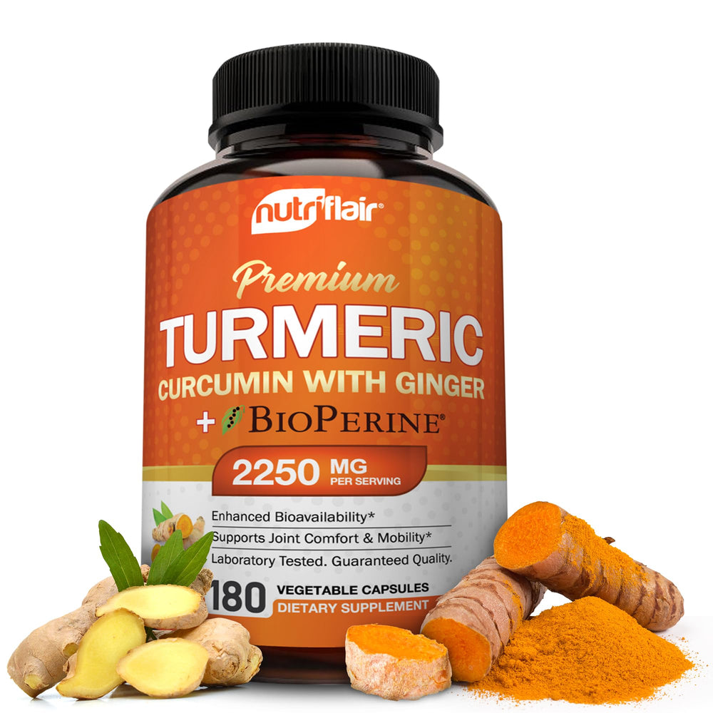 NutriFlair turmeric curcumin bottle image shows a potent daily joint support option.