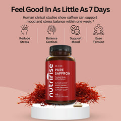 NutriRise saffron label highlights vegan and gluten-free certification