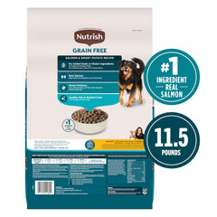 Nutrish grain free formula image highlights a gluten-free option for dogs.