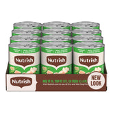 Nutrish Premium Paté dog food cans in a pack, real chicken as the #1 ingredient.