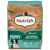 Nutrish Rachael Ray Puppy bag with real chicken and brown rice.