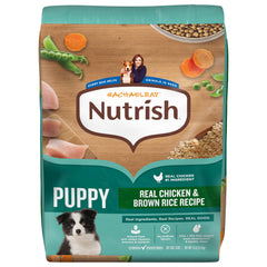 Nutrish Rachael Ray Puppy bag with real chicken and brown rice.