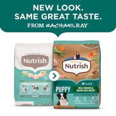Nutrish puppy food served in a bowl for mealtime excitement.