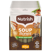 Nutrish Soup Bones resealable bag keeps treats fresh for dogs.