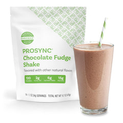Nutrisystem ProSync chocolate shake pack, ready-to-mix meal replacement for busy mornings.