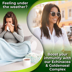 Nutrition Restore Echinacea Goldenseal capsules close-up highlighting organic herbal blend for immunity.