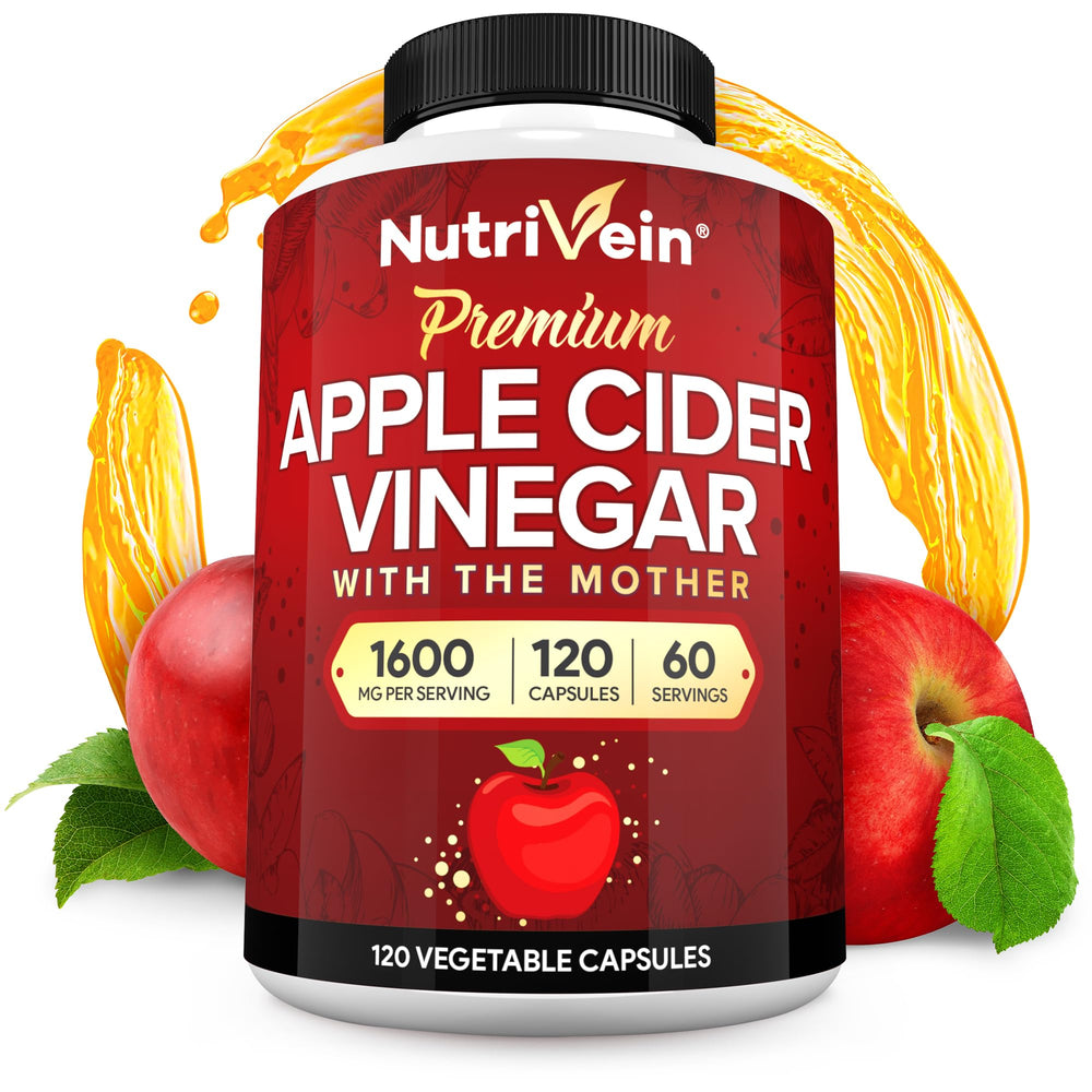 Nutrivein apple cider vinegar bottle featuring the mother for daily wellness