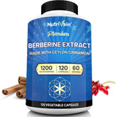 Nutrivein Berberine 1200mg bottle shown for daily digestion and metabolism support.