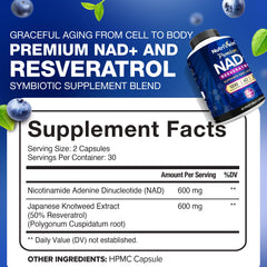 Nutrivein NAD+ Resveratrol capsules close-up for daily energy support