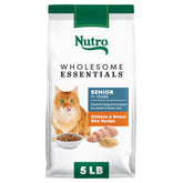 Nutro senior cat food real chicken brown rice bag highlights protein for aging cats