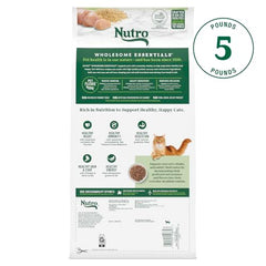 Nutro wholesome-essentials senior dry kibble showcases recognizable ingredients for mature cats
